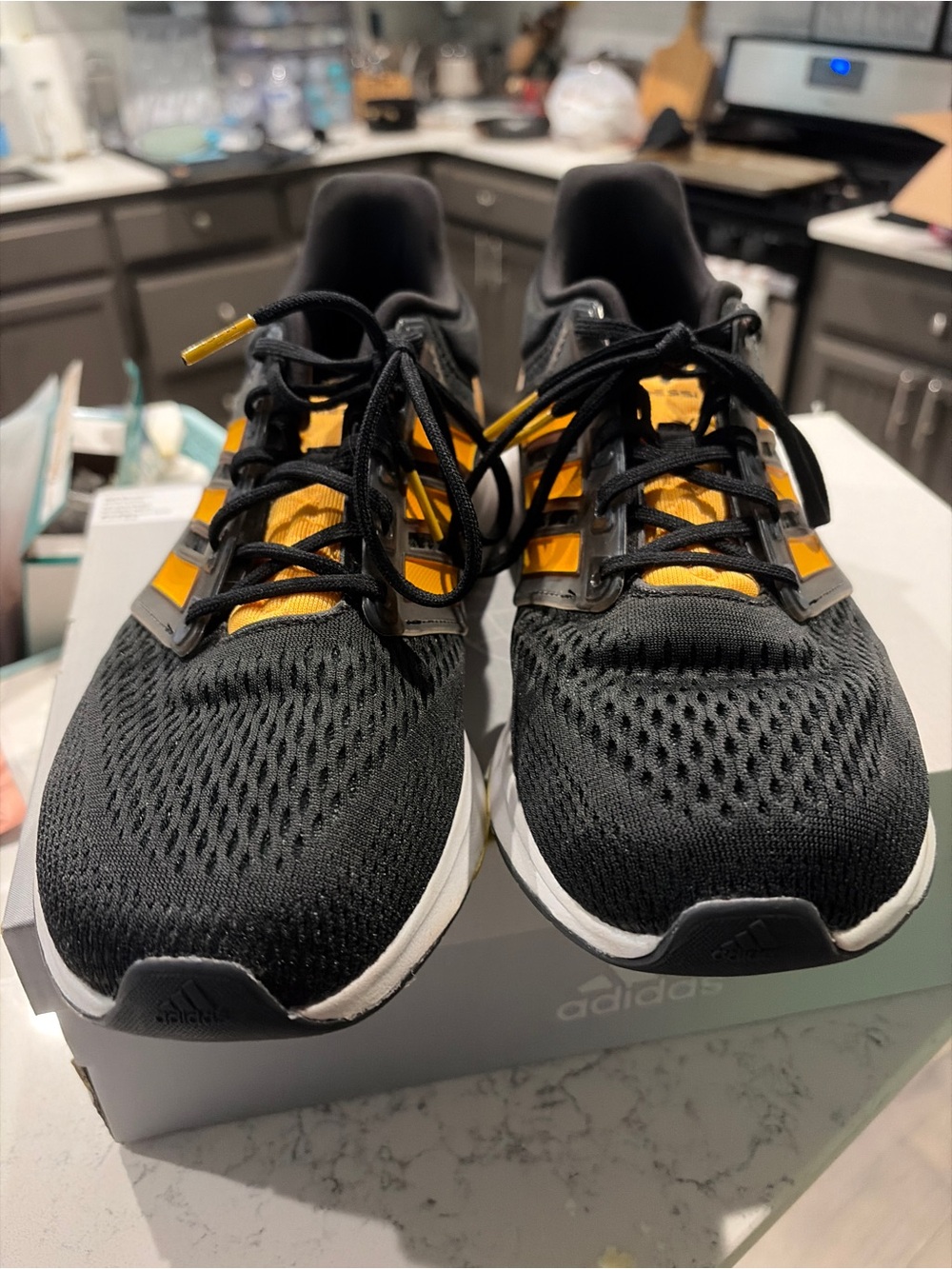adidas Black and Yellow Bounce Shoes